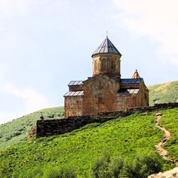 Svaneti hillside church in the Caucasus